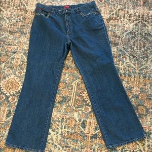 Chaps Denim Blue Jeans with turquoise beads on front pockets size 16